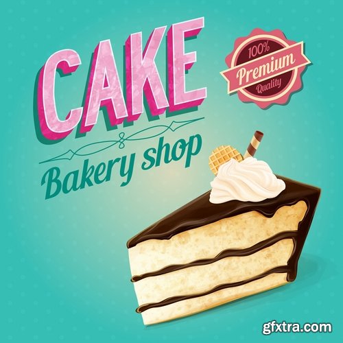 Collection of vector image cake pie flyer menu poster banner 25 EPS