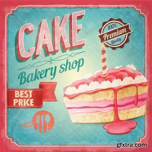 Collection of vector image cake pie flyer menu poster banner 25 EPS