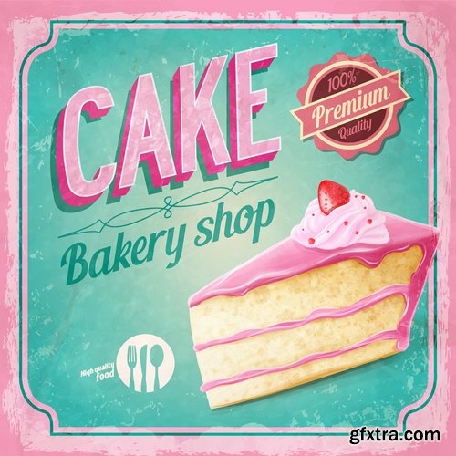 Collection of vector image cake pie flyer menu poster banner 25 EPS