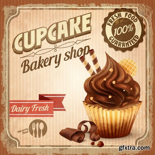 Collection of vector image cake pie flyer menu poster banner 25 EPS