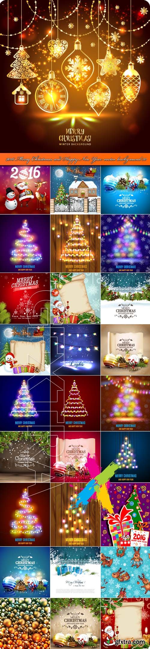 2016 Merry Christmas and Happy New Year vector background 30