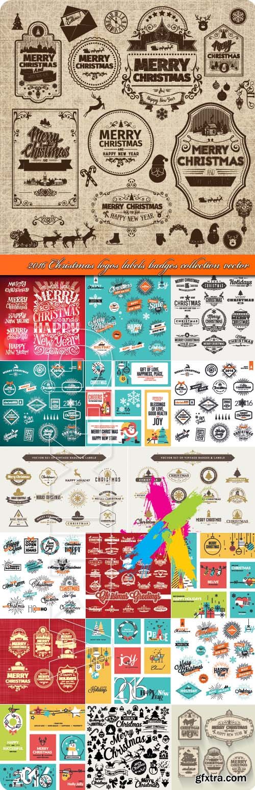 2016 Christmas logos labels badges collection vector