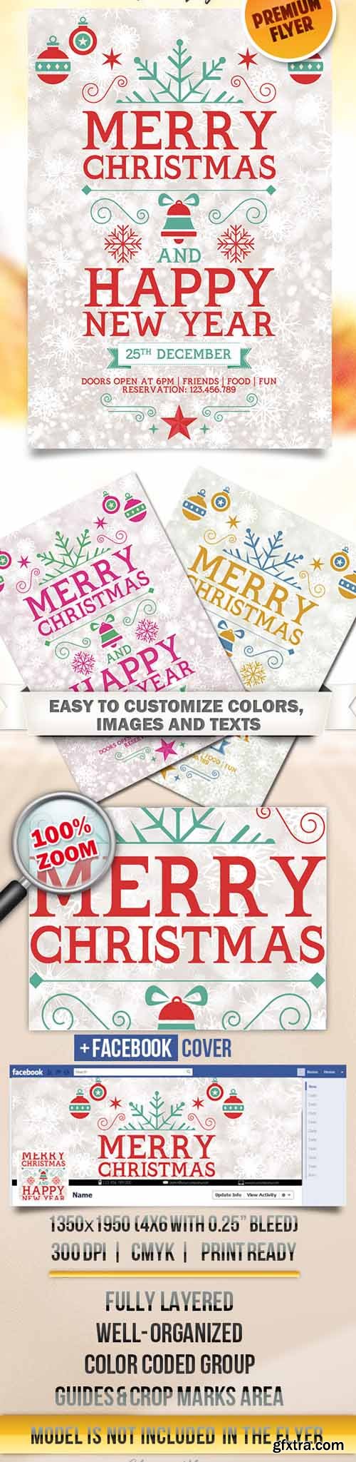 Merry Merry Christmas – Flyer PSD Template + Facebook Cover