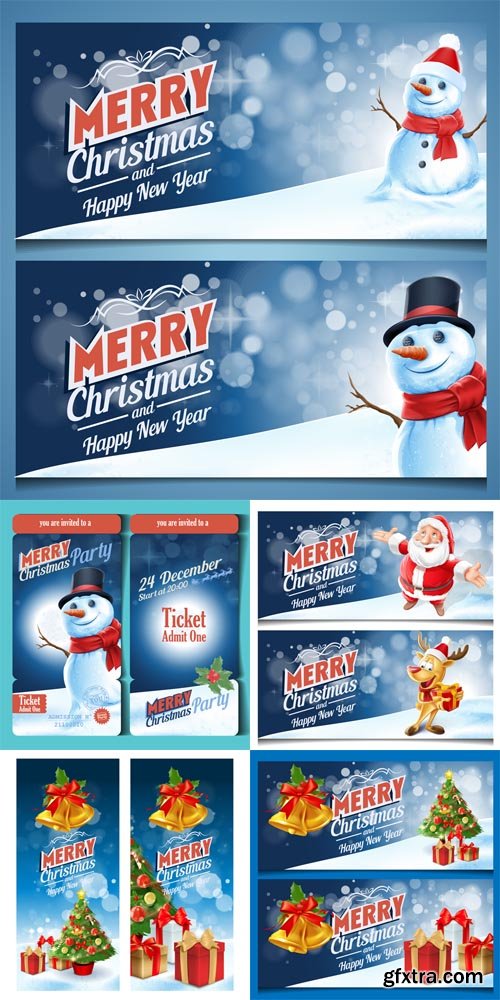 Christmas Holidays Banners Vector Set