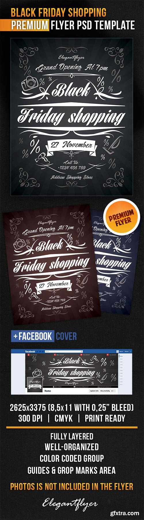 Black Friday Shopping Flyer PSD Template + Facebook Cover