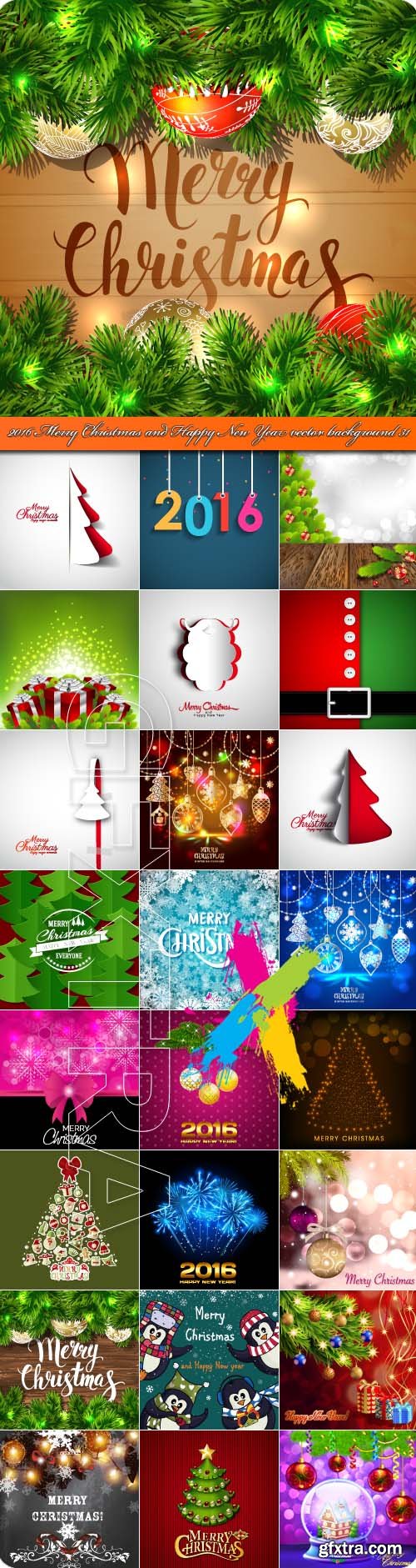 2016 Merry Christmas and Happy New Year vector background 31