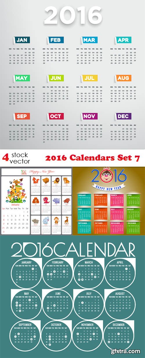 Vectors - 2016 Calendars Set 7