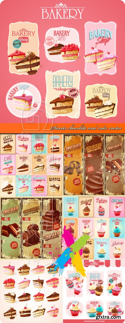 Sweets chocolate and cake vector