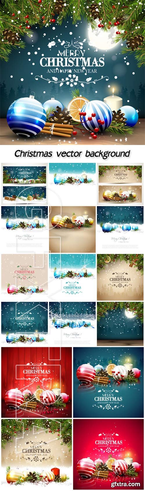 Christmas decorations, winter vector background