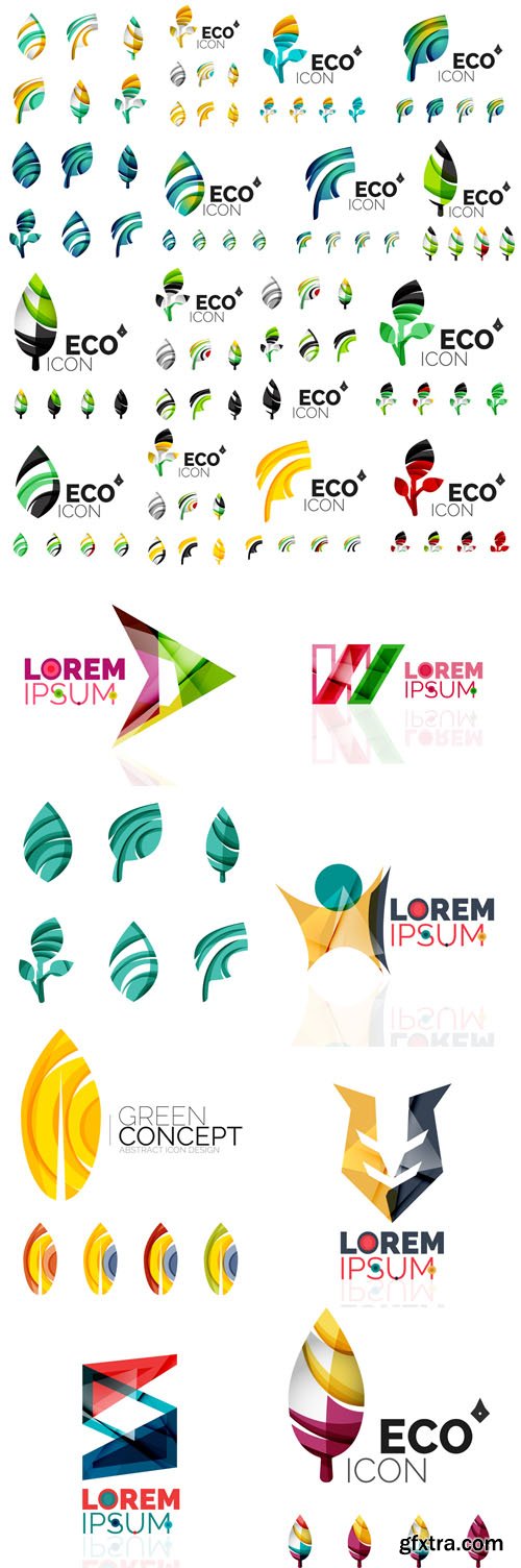 Abstract geometric business and green logos