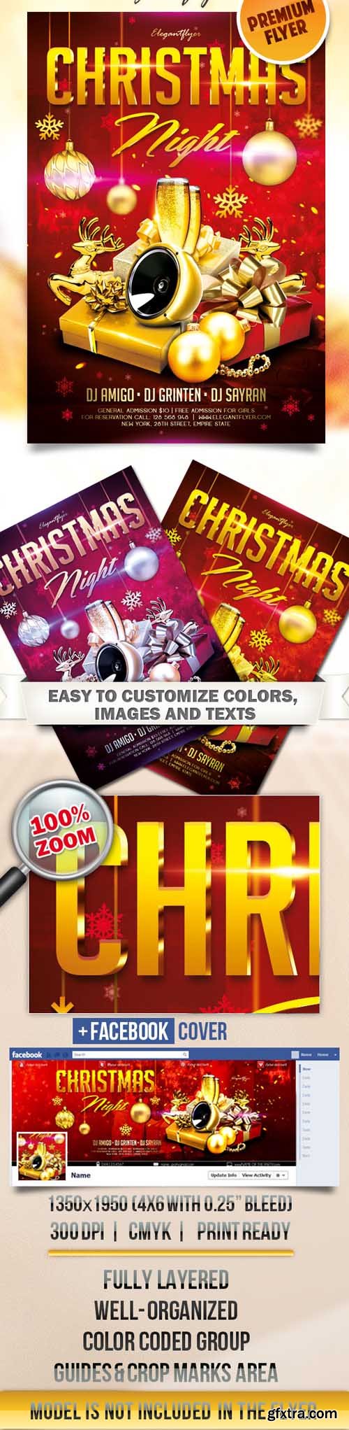 Christmas Night – Flyer PSD Template + Facebook Cover