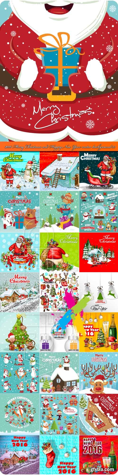 2016 Merry Christmas and Happy New Year vector background 33