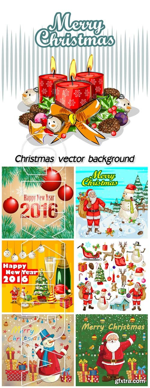 Vector Christmas, Santa Claus, snowman