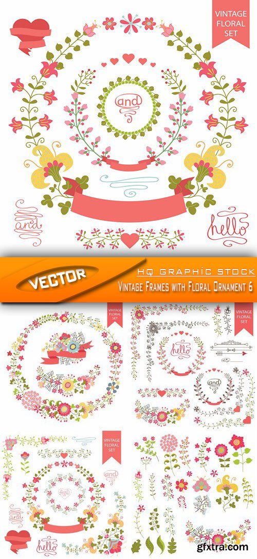 Stock Vector - Vintage Frames with Floral Ornament 6