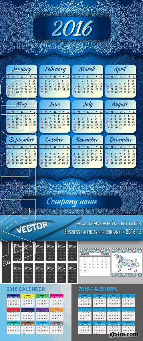 Stock Vector - Business calendar for company in 2016 12