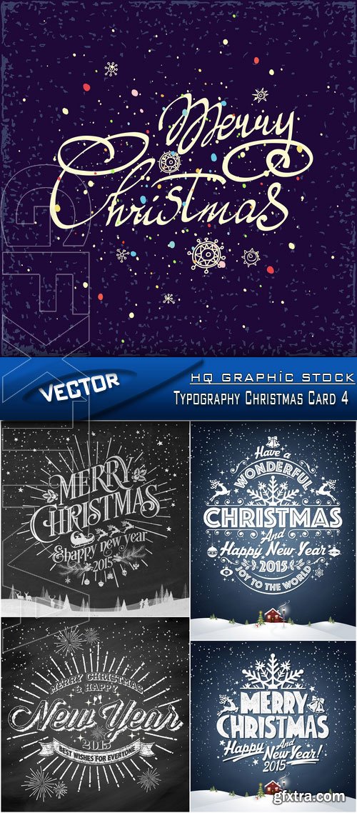 Stock Vector - Typography Christmas Card 4