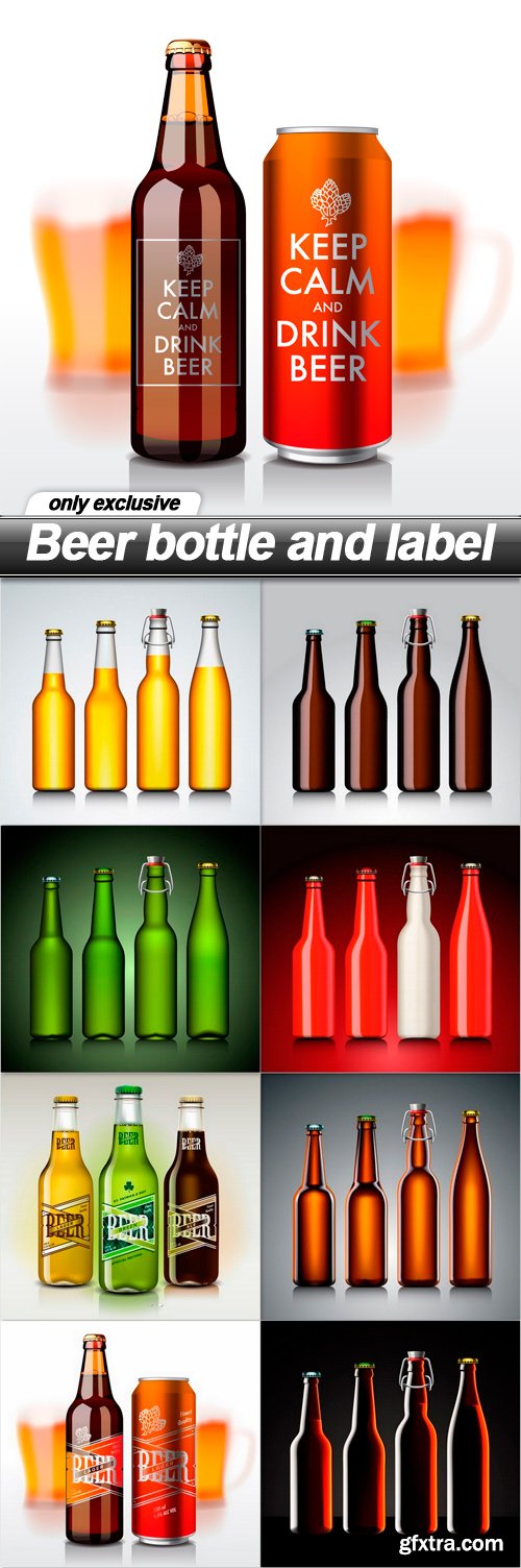 Beer bottle and label - 9 EPS