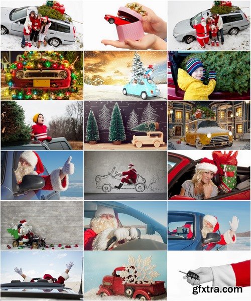 Collection of New Year Christmas car Santa Claus Christmas Tree 25 HQ Jpeg