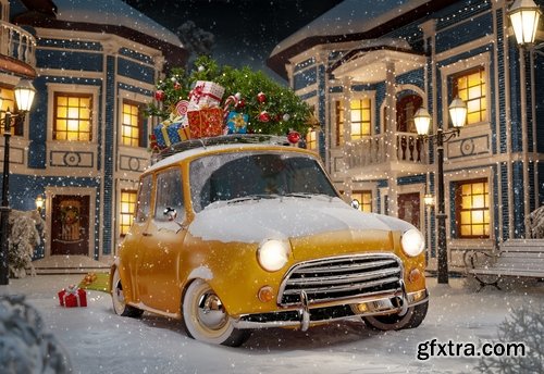 Collection of New Year Christmas car Santa Claus Christmas Tree 25 HQ Jpeg