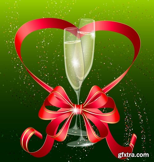 Collection of vector image holiday celebration champagne drink alcohol 25 EPS