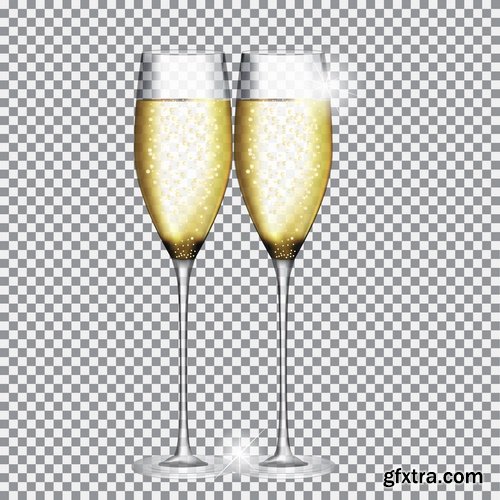 Collection of vector image holiday celebration champagne drink alcohol 25 EPS