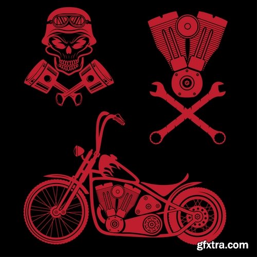 Collection of vector image printed on a T-shirt motorcycle and motorsport 2-25 EPS