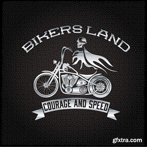 Collection of vector image printed on a T-shirt motorcycle and motorsport 2-25 EPS