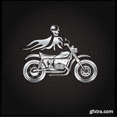 Collection of vector image printed on a T-shirt motorcycle and motorsport 2-25 EPS