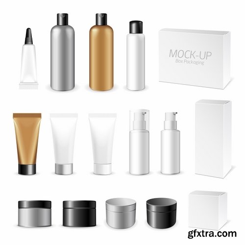 Collection of vector picture tube of cream packaging for perfumery plastic container 25 EPS