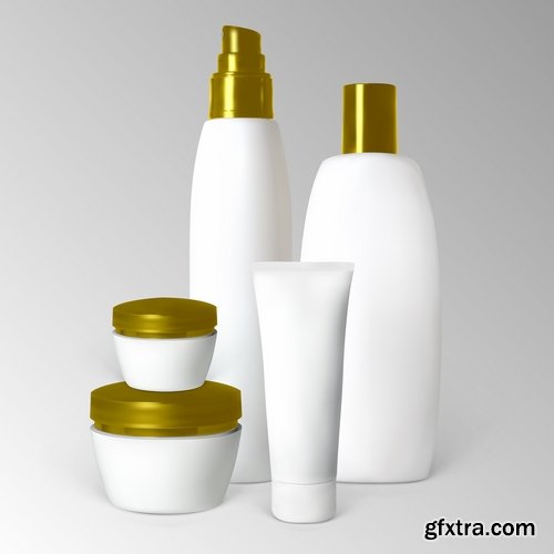 Collection of vector picture tube of cream packaging for perfumery plastic container 25 EPS