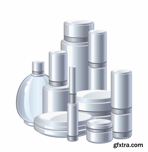 Collection of vector picture tube of cream packaging for perfumery plastic container 25 EPS