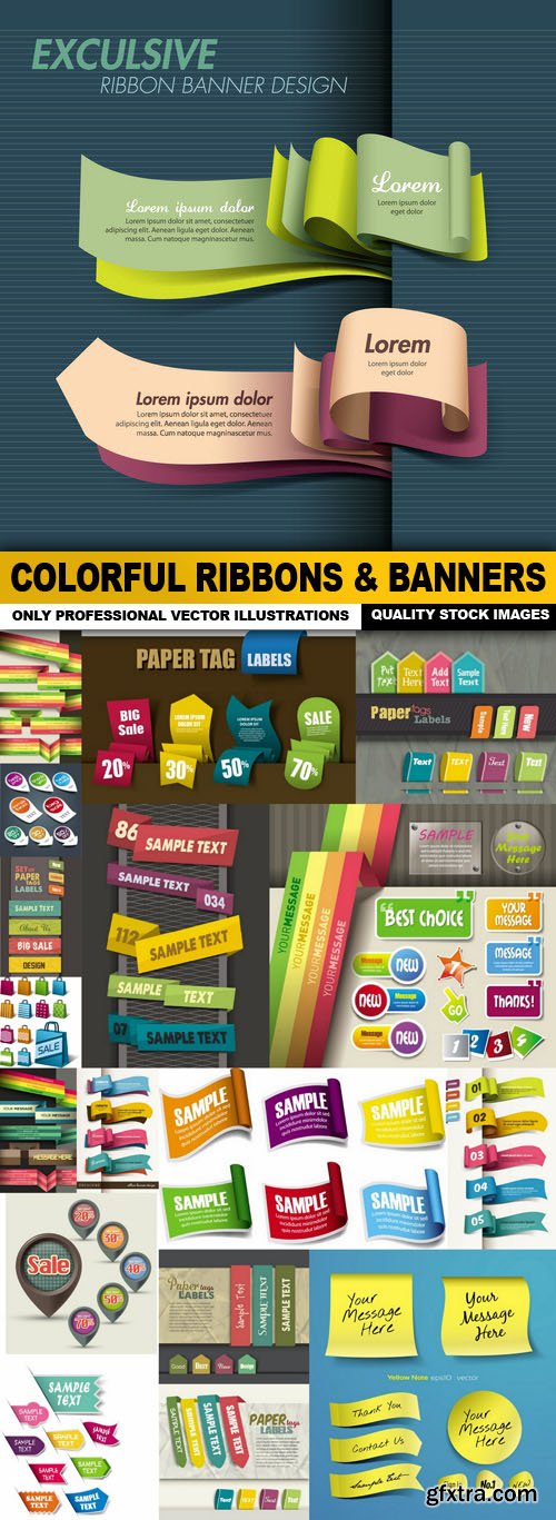 Colorful Ribbons &amp; Banners - 18 Vector