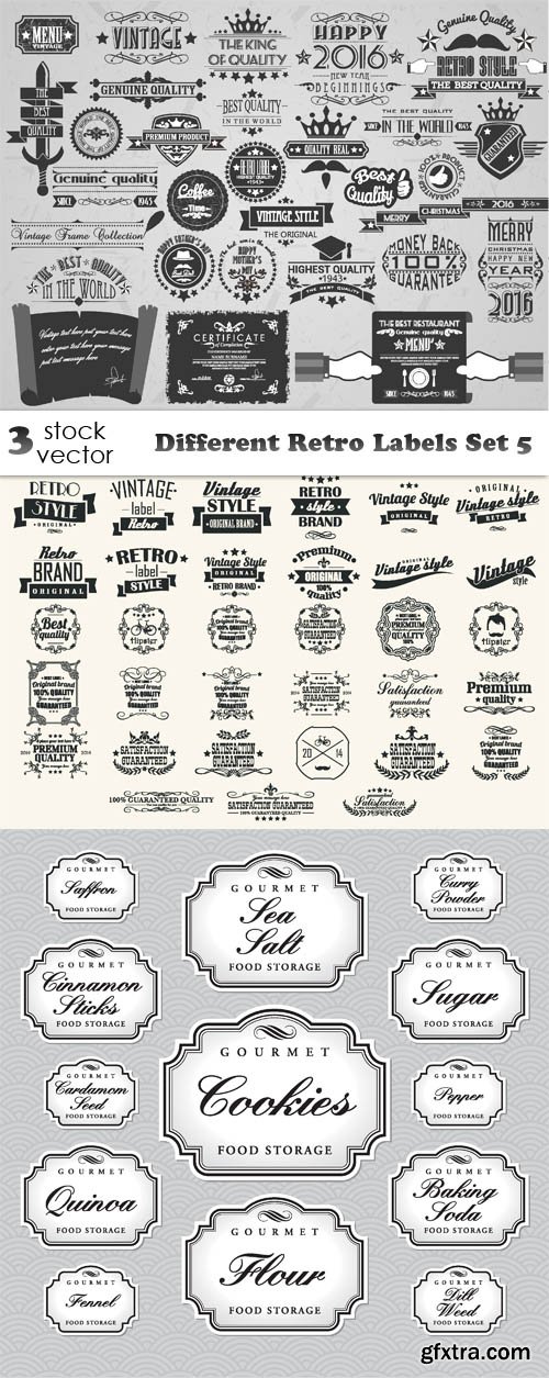 Vectors - Different Retro Labels Set 5