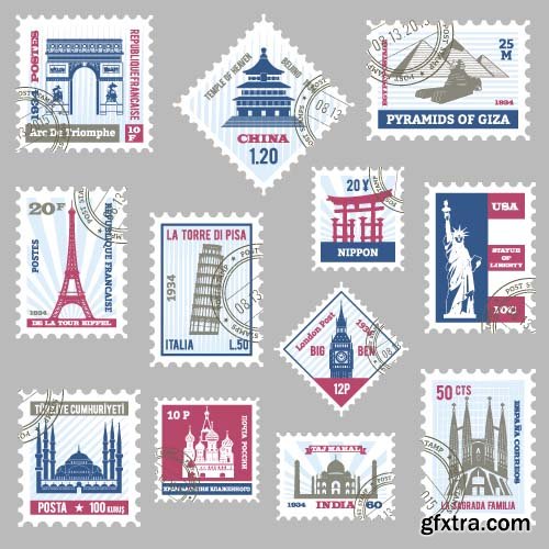 Postal Stamps - 10x EPS