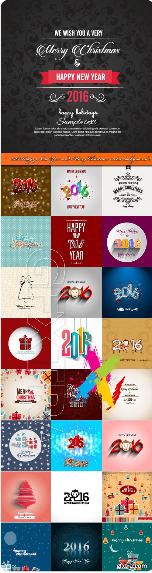 2016 Happy New Year and Merry Christmas vector background 3