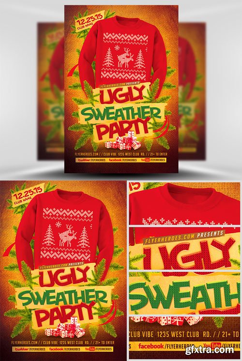 Ugly Sweater Flyer Template 2