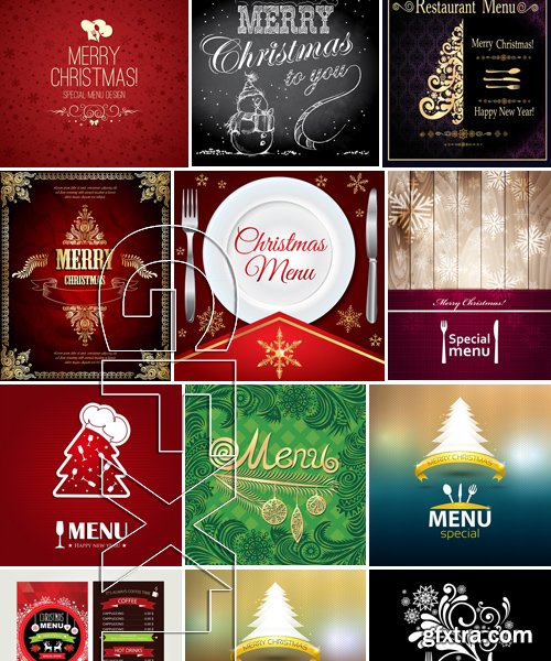 Stock Vectors - Merry Christmas Menu, 25xEPS