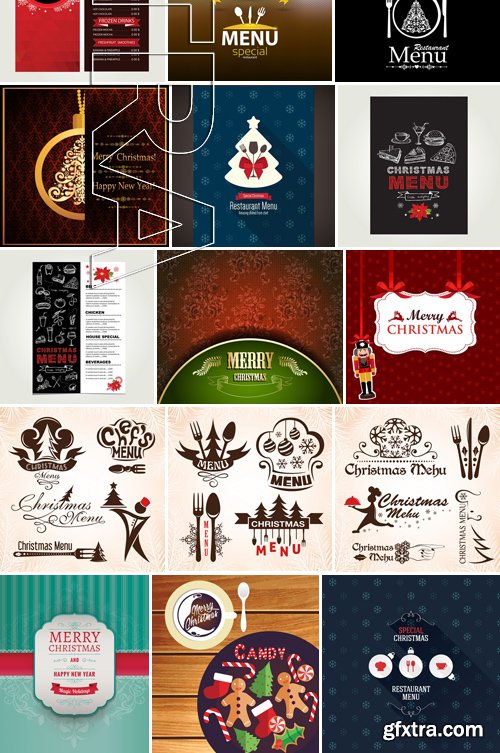 Stock Vectors - Merry Christmas Menu, 25xEPS