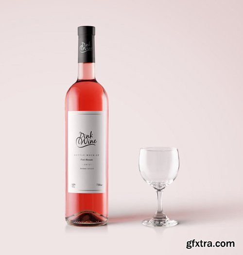 Pink Wine Psd Bottle Mockup