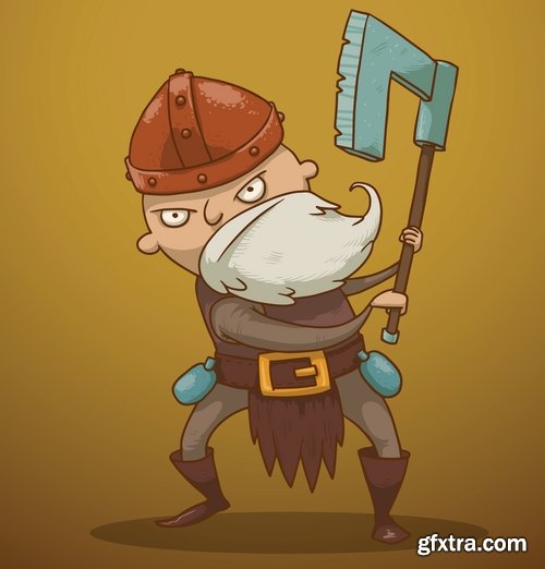 Collection of vector image viking knight cartoon 25 EPS