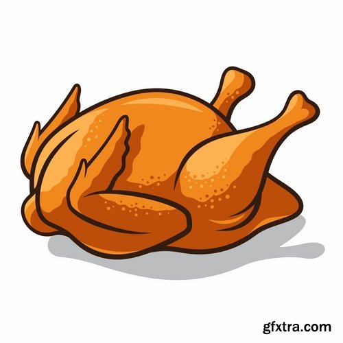 Collection of vector image of fried chicken chick BBQ Grill 25 EPS