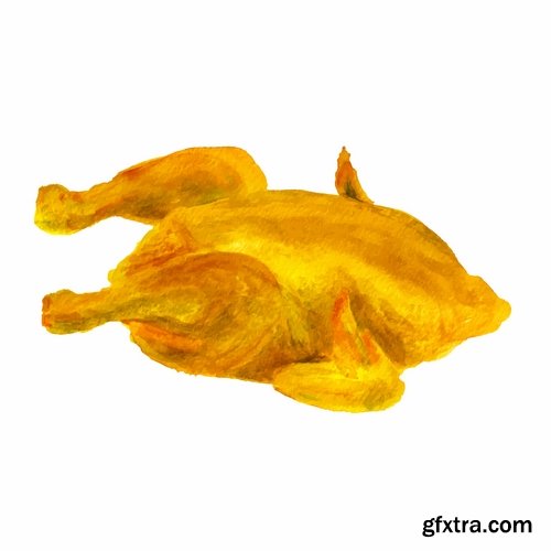 Collection of vector image of fried chicken chick BBQ Grill 25 EPS