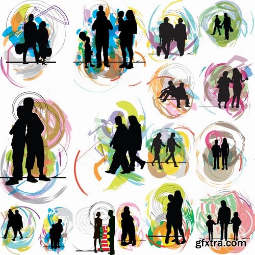 Collection of vector image printed on a T-shirt a couple of people in love 25 EPS