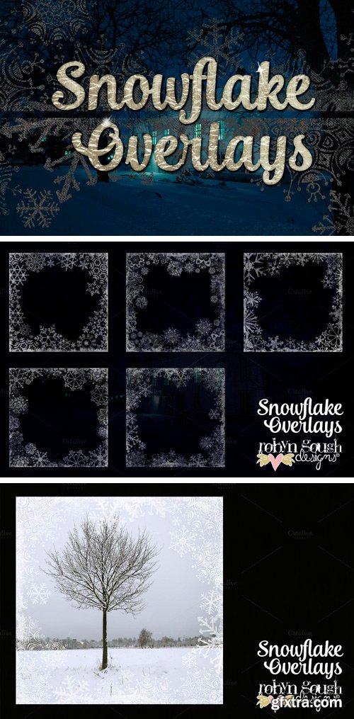 CM 21000 - Grungy Textured Snowflake Overlays