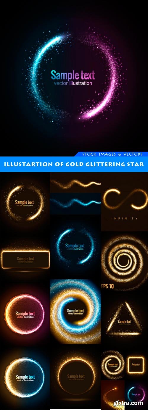 Illustartion of Gold glittering star 15X EPS