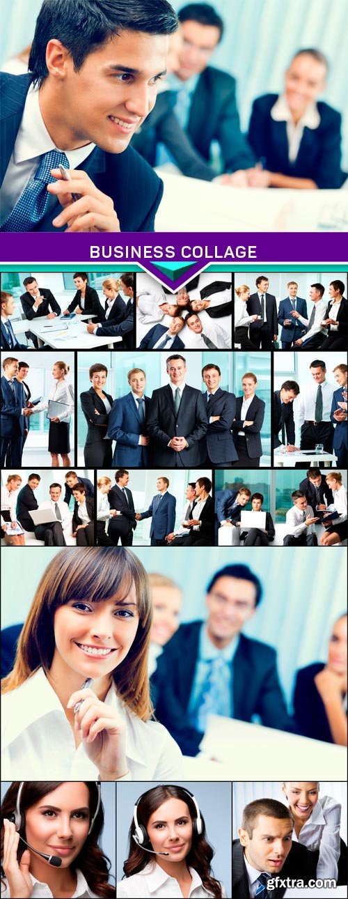 Business collage composed of photos of business people 6x JPEG