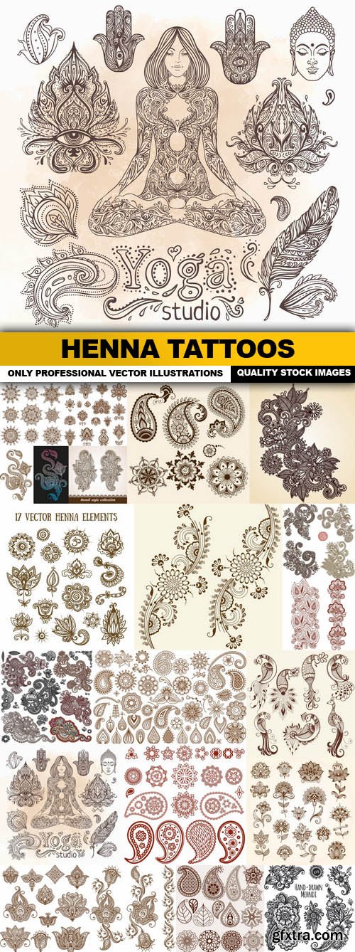 Henna Tattoos - 20 Vector