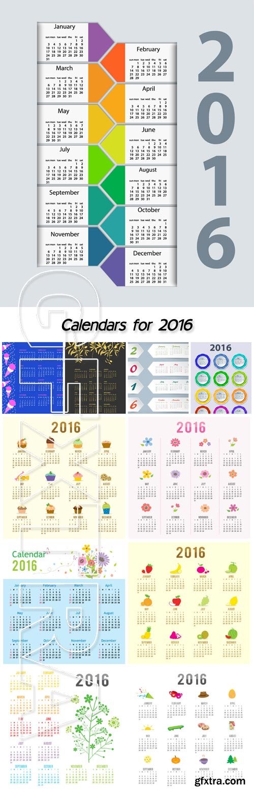 Creative calendars for 2016 vector