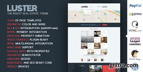 ThemeForest - Luster v1.9 - The Biggest Real Estate WordPress Theme - 9719682