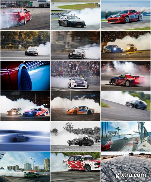 Collection of extreme motor sport drifting wheel slip sliding on the asphalt 25 HQ Jpeg